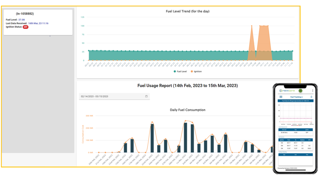 Real Time Fuel Analytics to help save on Fuel Costs, Identify & Alert for Pilferage, all in Nextqore's FuelTrac solution.